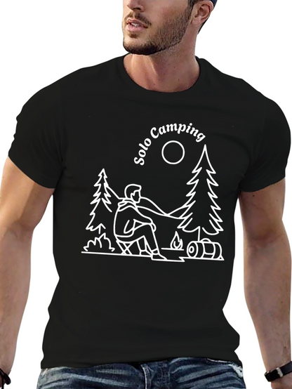Solo Camping Graphic Tee - Black Cotton T-Shirt