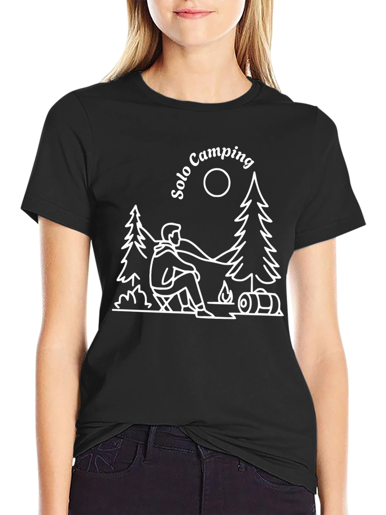 Solo Camping Graphic Tee - Black Cotton T-Shirt