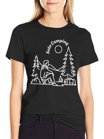 Solo Camping Graphic Tee - Black Cotton T-Shirt
