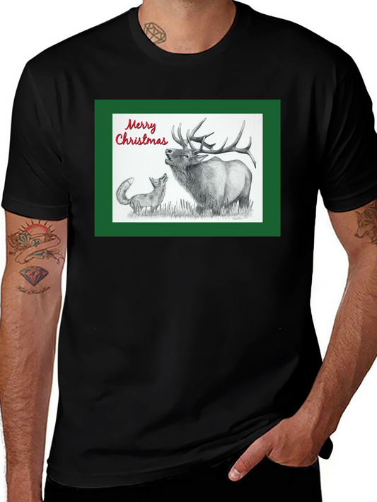 Christmas Elk & Fox Graphic Tee