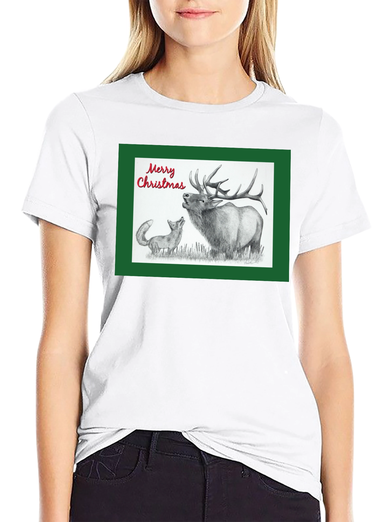 Christmas Elk & Fox Graphic Tee