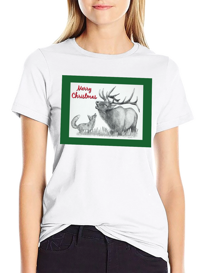Christmas Elk & Fox Graphic Tee