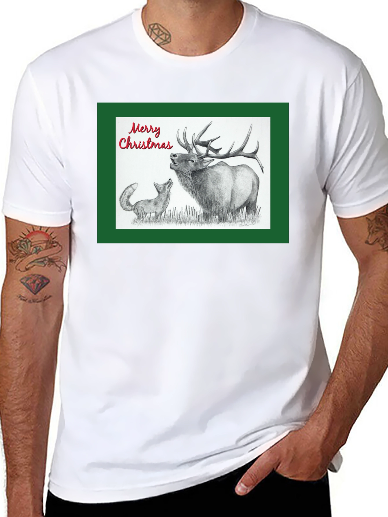 Christmas Elk & Fox Graphic Tee