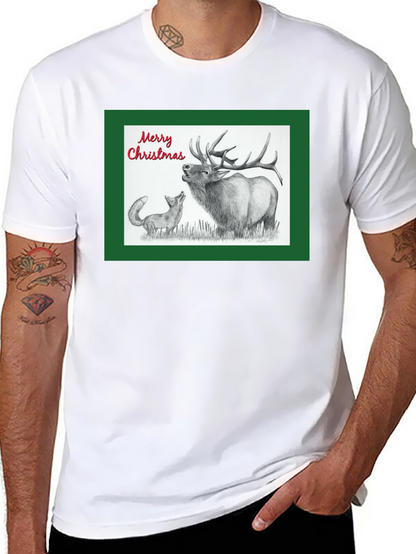 Christmas Elk & Fox Graphic Tee