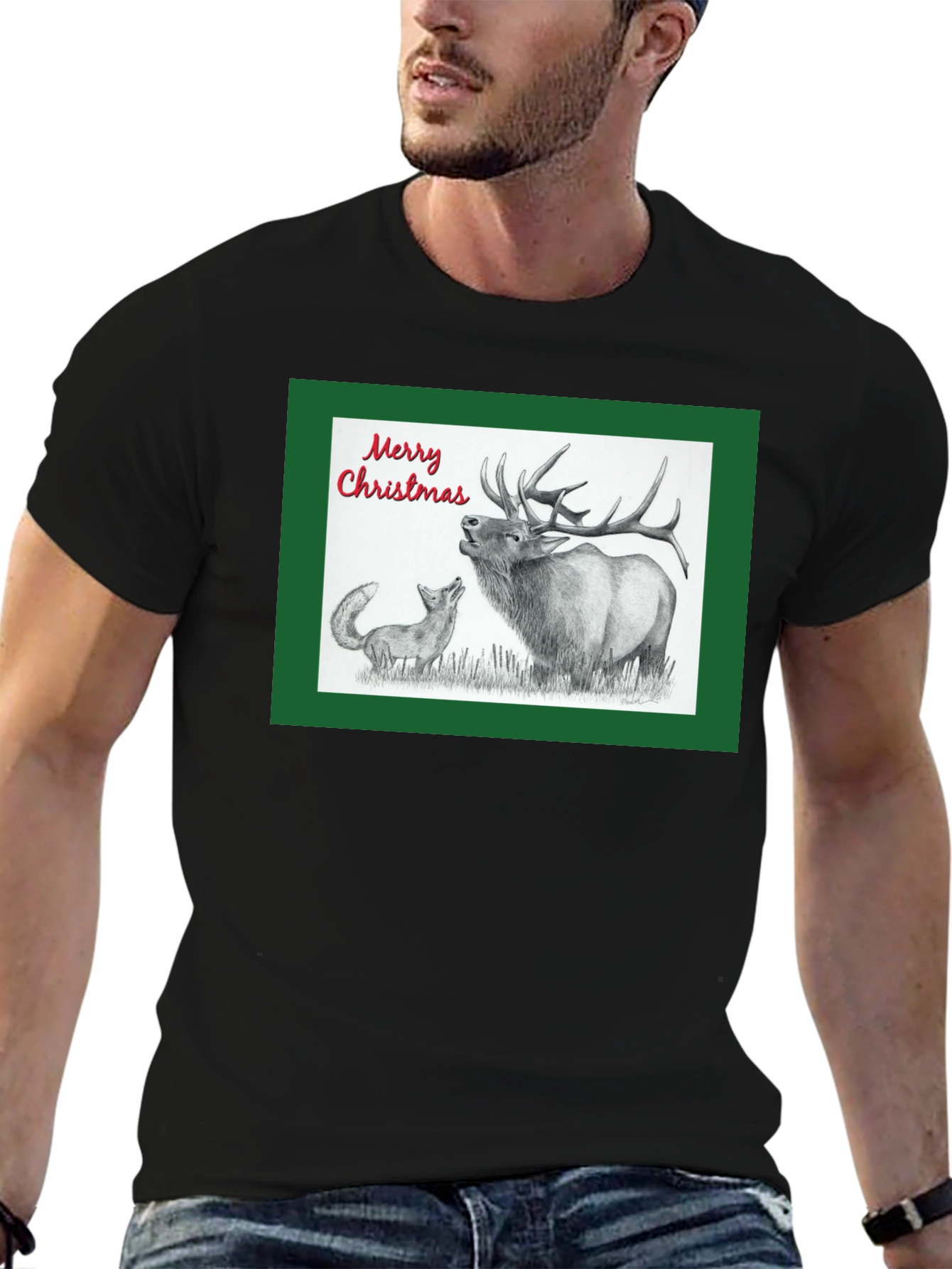 Christmas Elk & Fox Graphic Tee