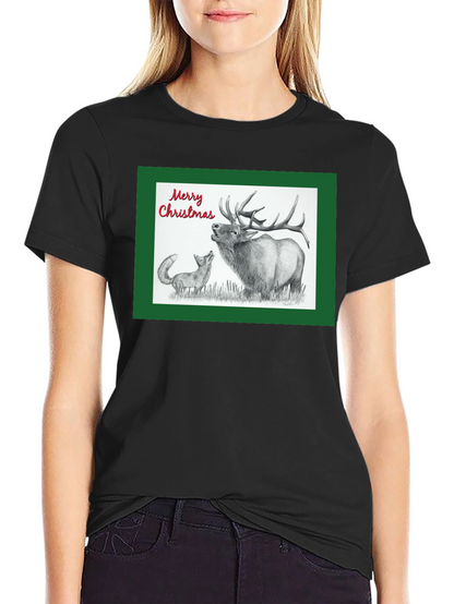 Christmas Elk & Fox Graphic Tee