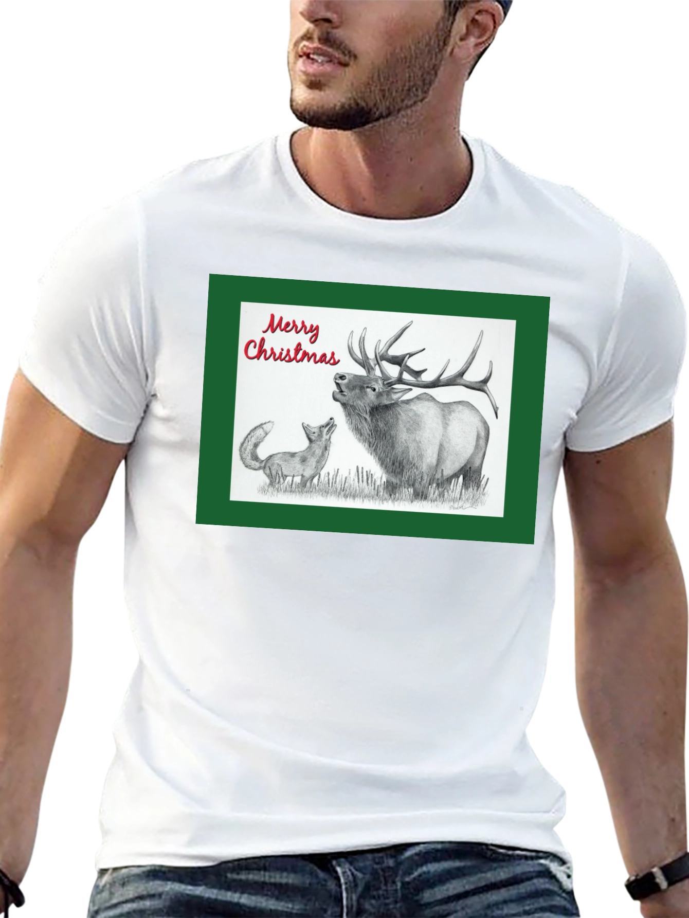 Christmas Elk & Fox Graphic Tee