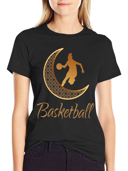 Basketball Crescent Moon Graphic Tee