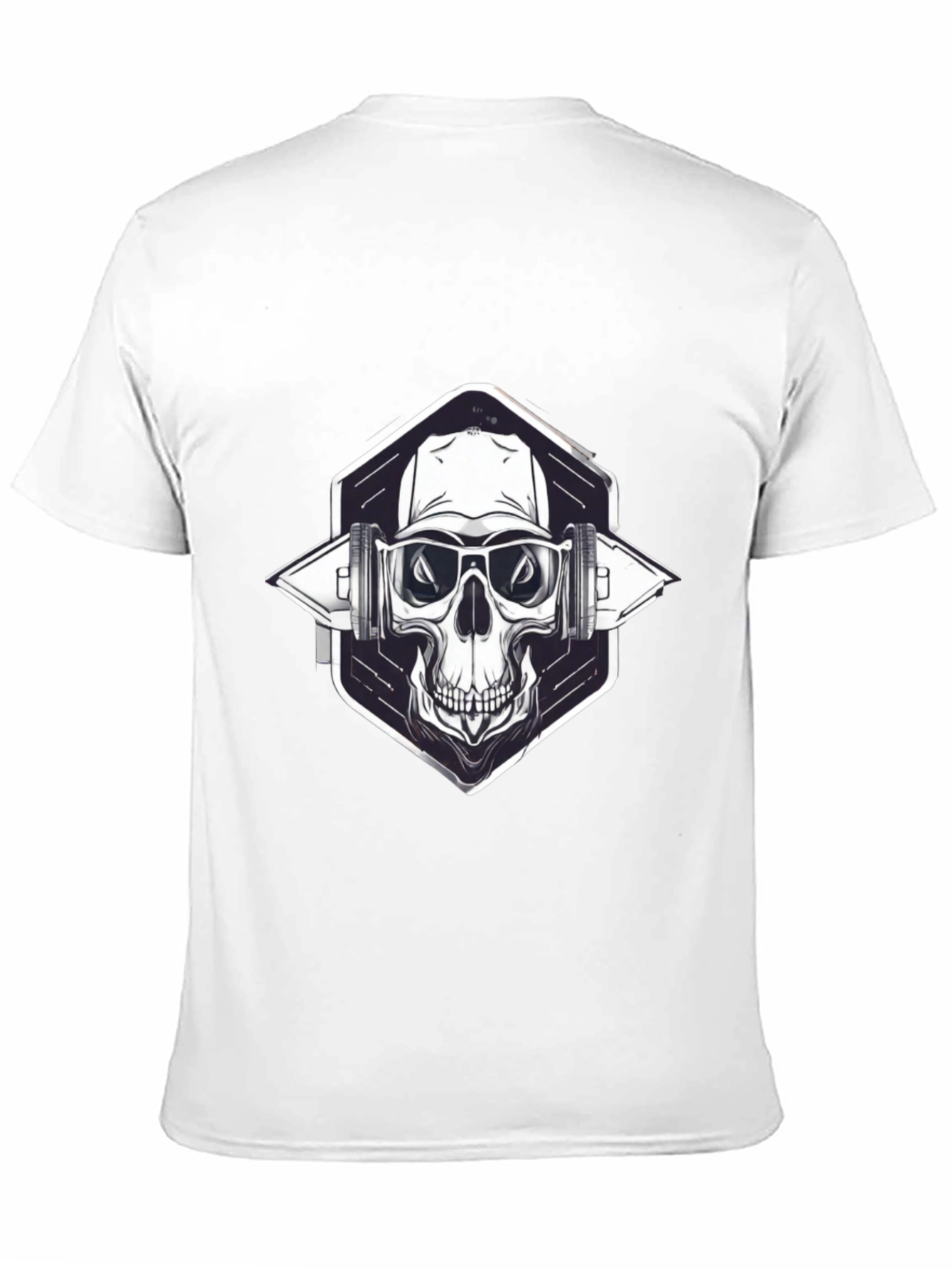 Skull with Headphones Graphic Black T-Shirt