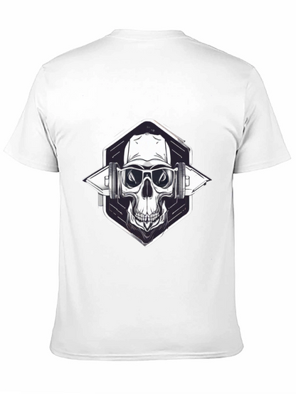 Skull with Headphones Graphic Black T-Shirt