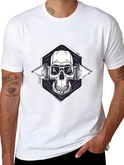 Skull with Headphones Graphic Black T-Shirt