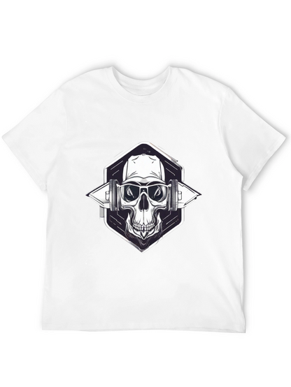 Skull with Headphones Graphic Black T-Shirt