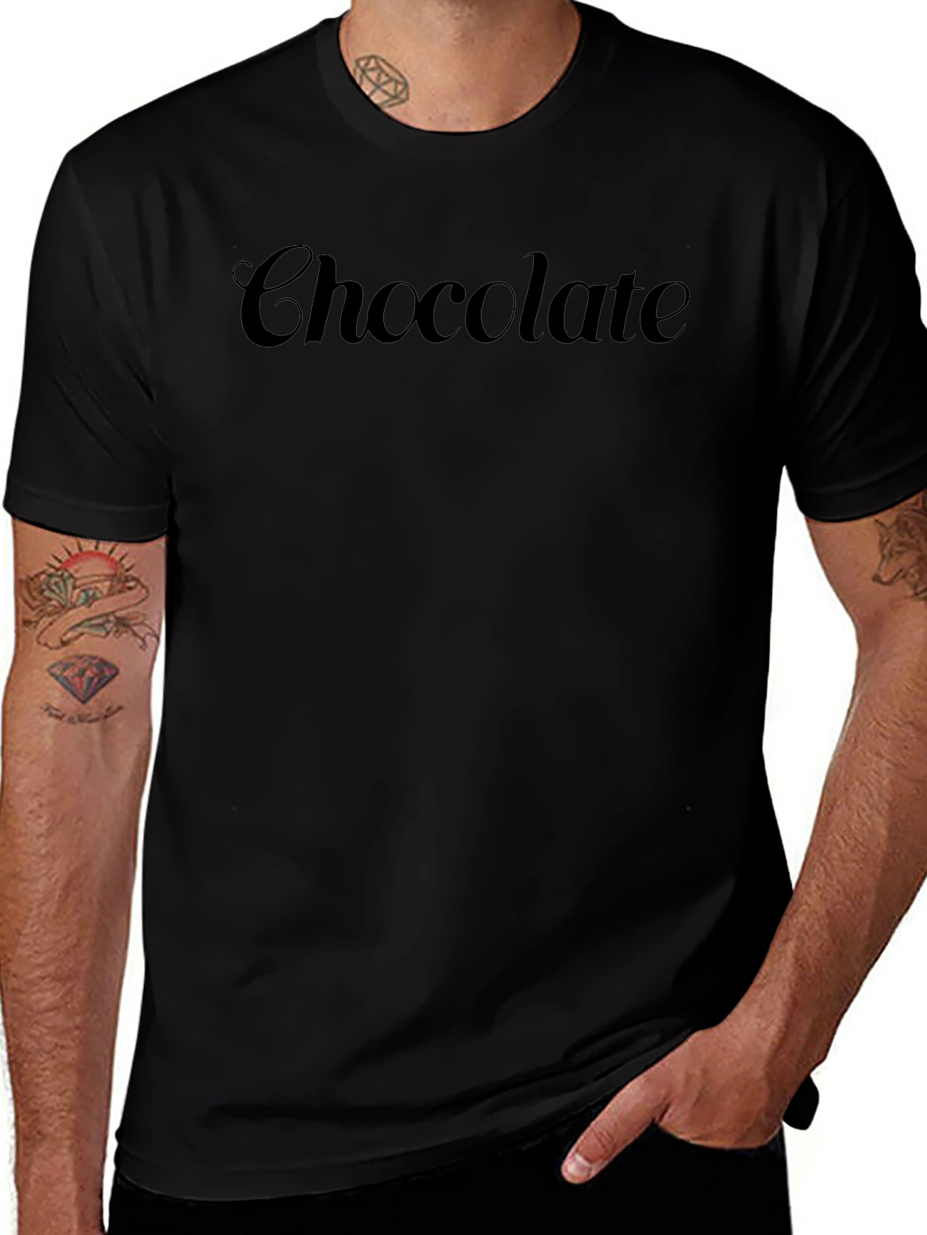 Chocolate Text Graphic Print Mens Black T-Shirt