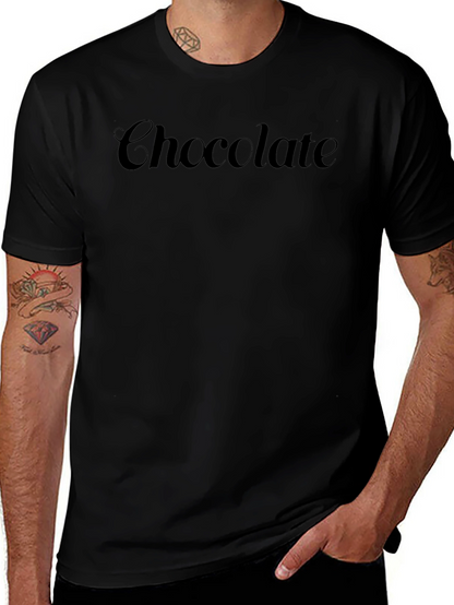 Chocolate Text Graphic Print Mens Black T-Shirt