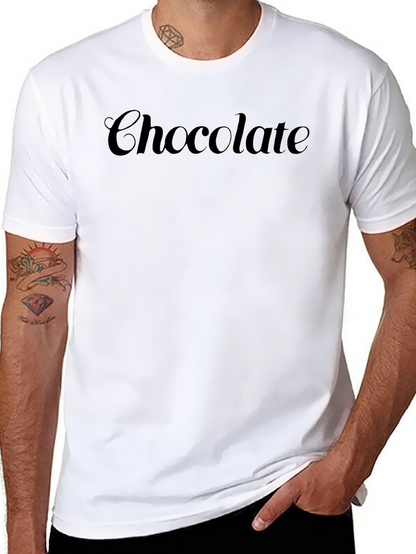 Chocolate Text Graphic Print Mens Black T-Shirt