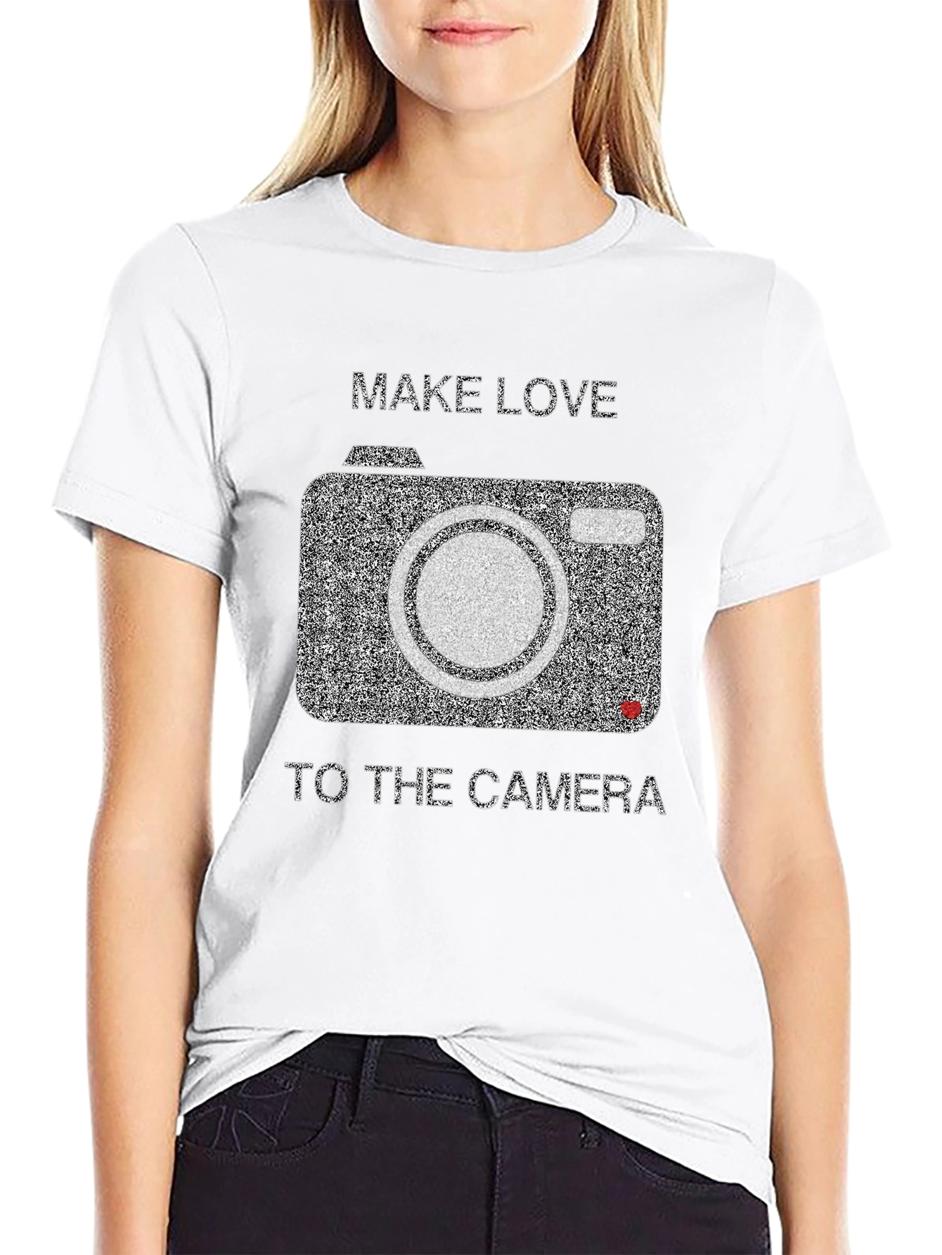 Make Love to the Camera Black Graphic Tee