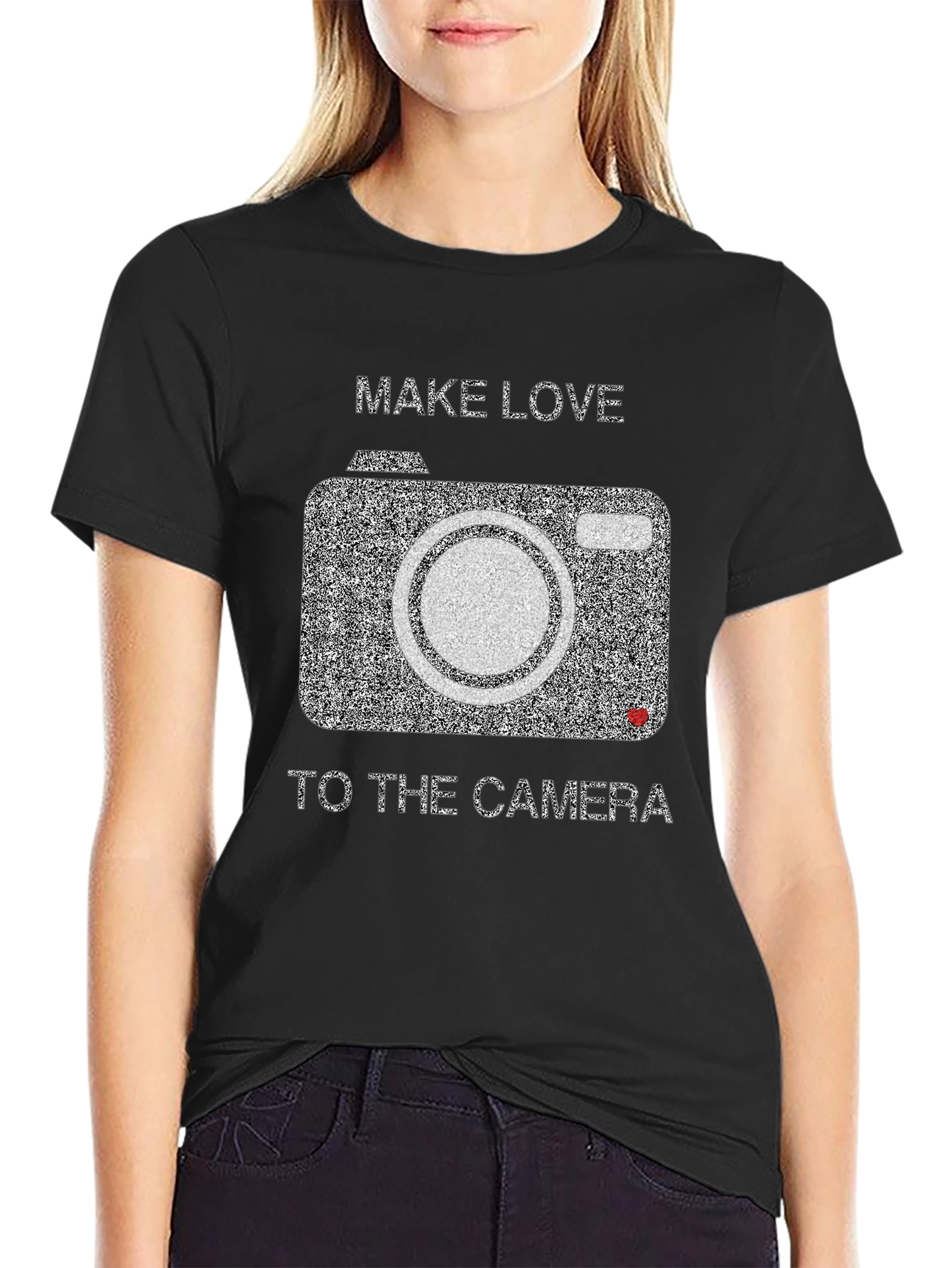 Make Love to the Camera Black Graphic Tee