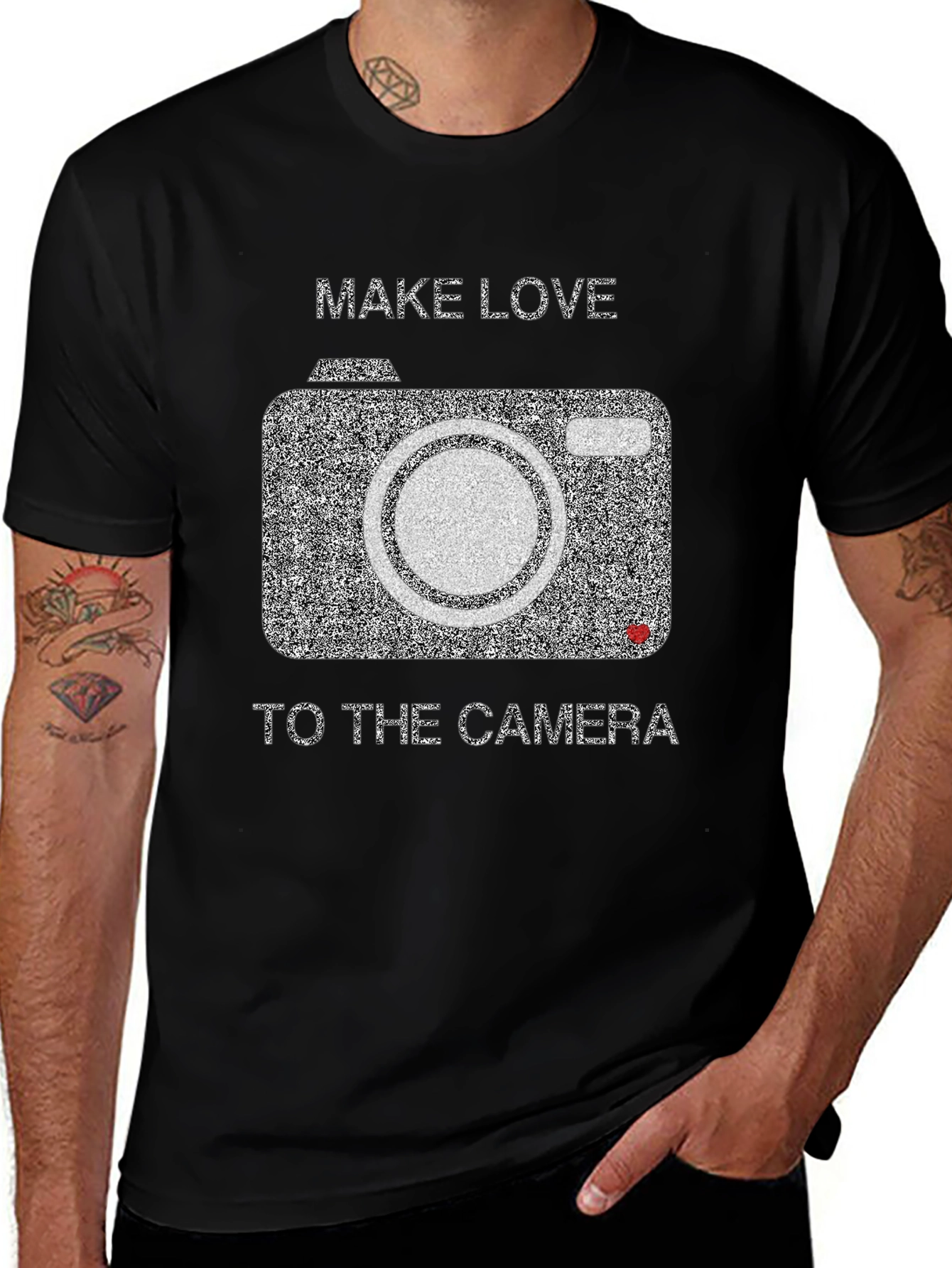 Make Love to the Camera Black Graphic Tee