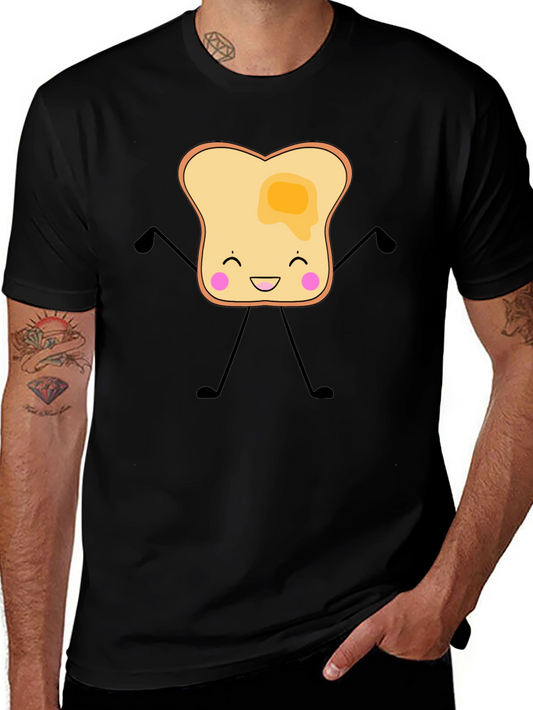 Funny Toast with Butter Graphic Black T-Shirt