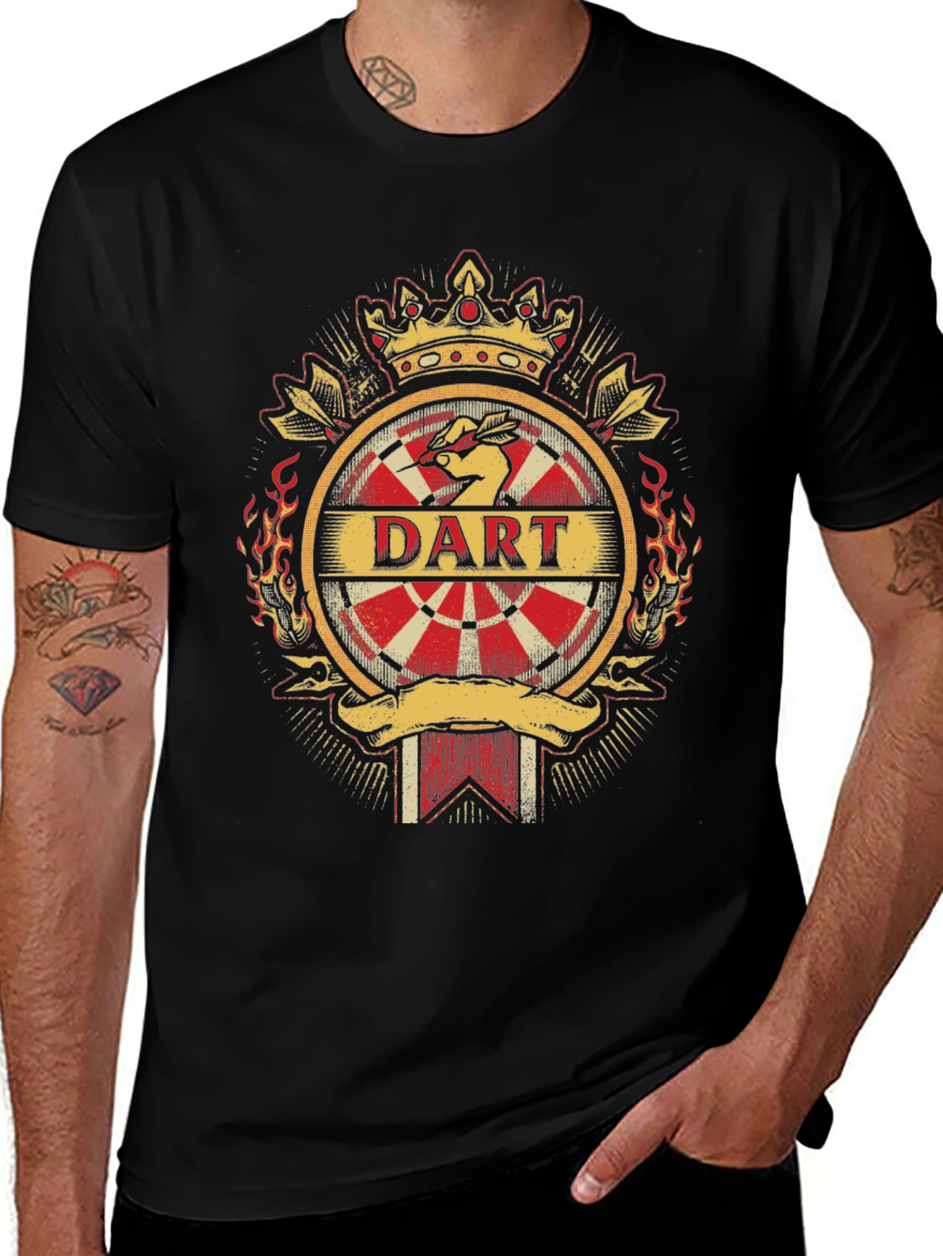 Dart T-Shirt - Crown and Dartboard Design