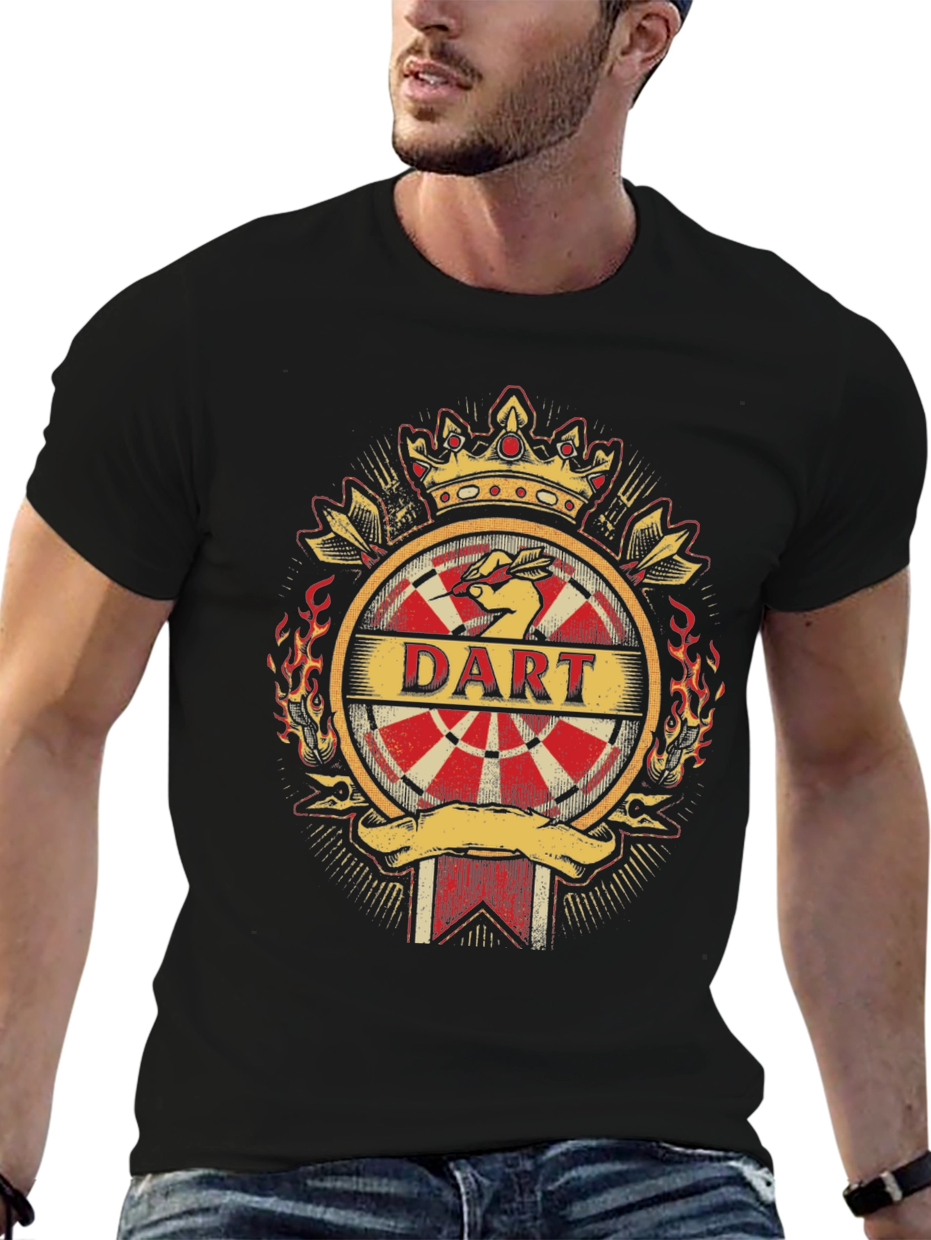 Dart T-Shirt - Crown and Dartboard Design