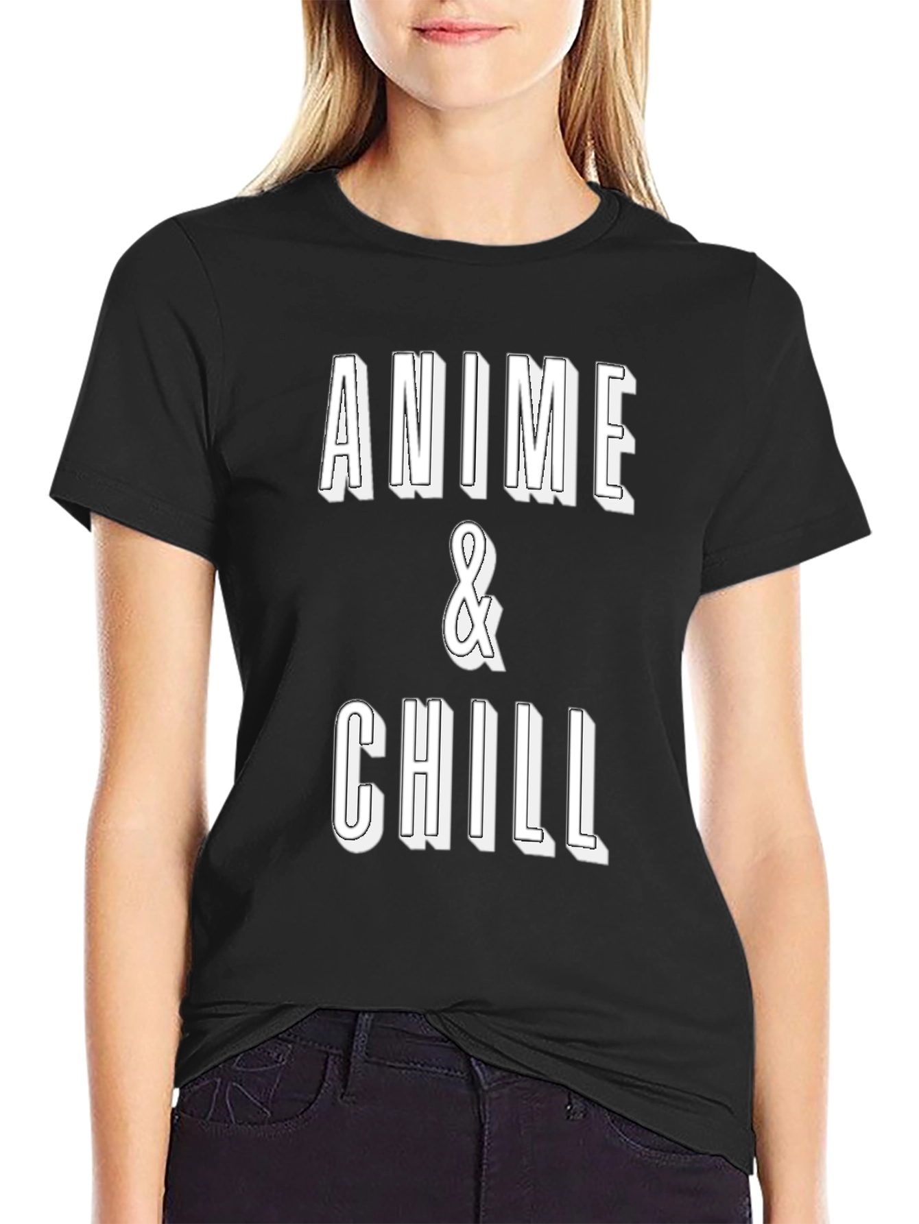 Anime & Chill Black Graphic Tee