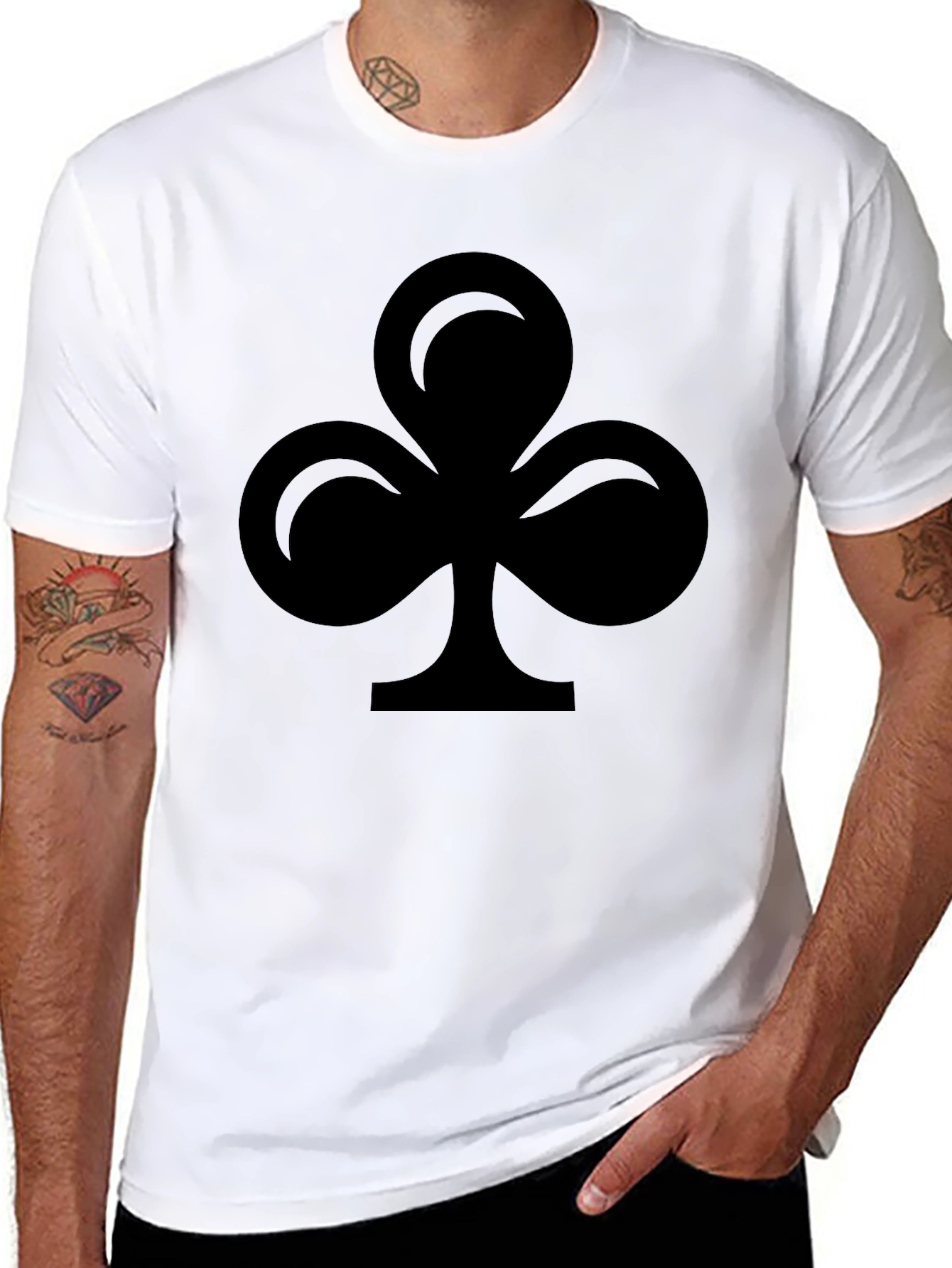 Black T-Shirt with Club Suit Design