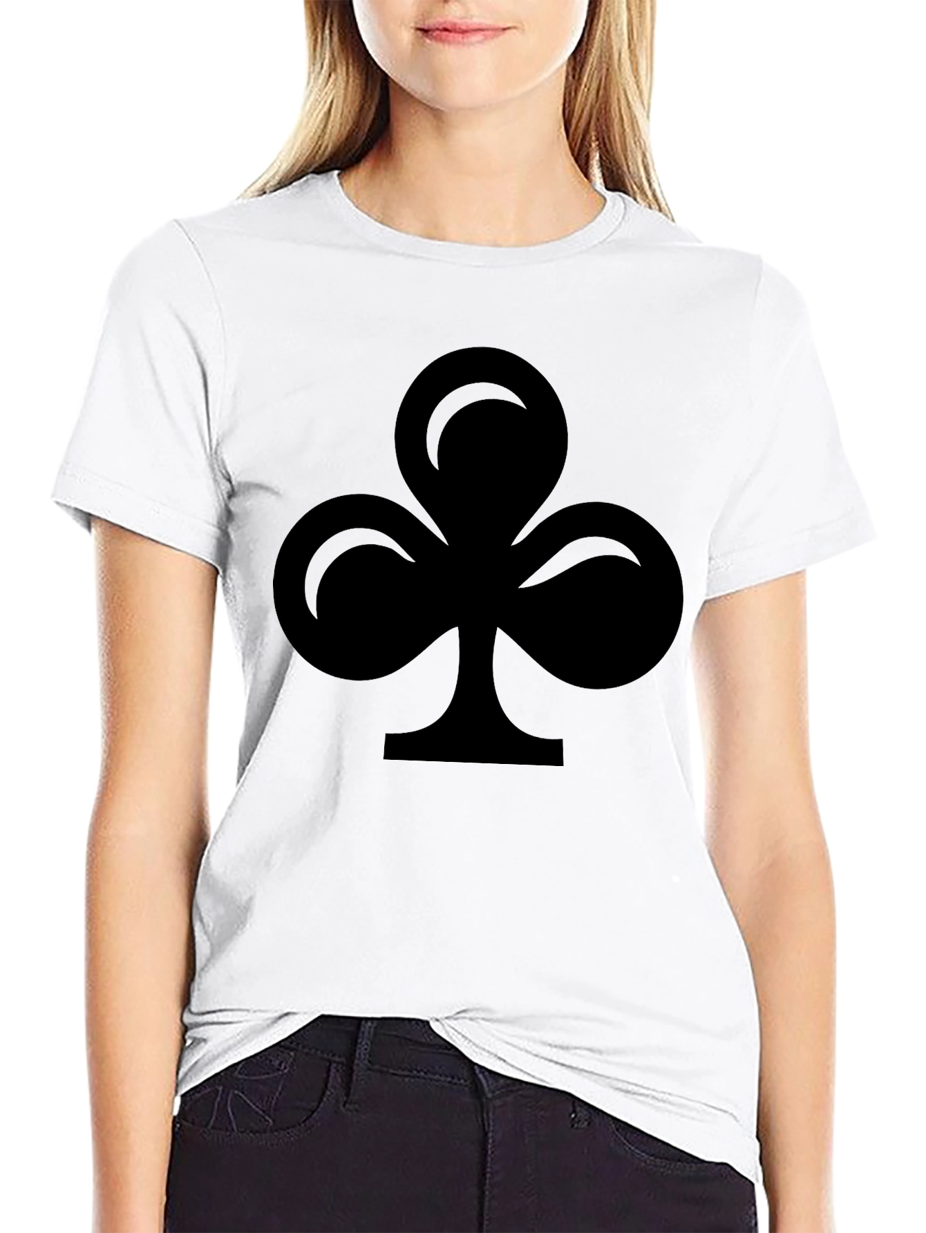 Black T-Shirt with Club Suit Design