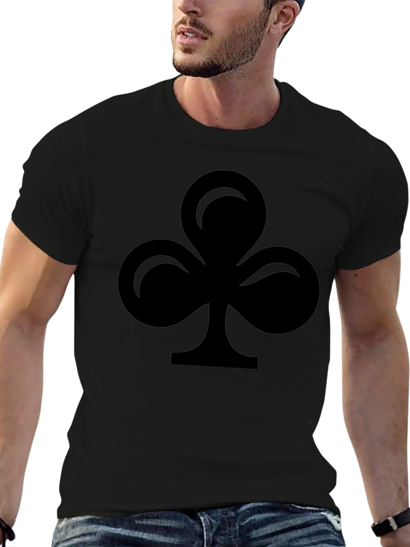 Black T-Shirt with Club Suit Design