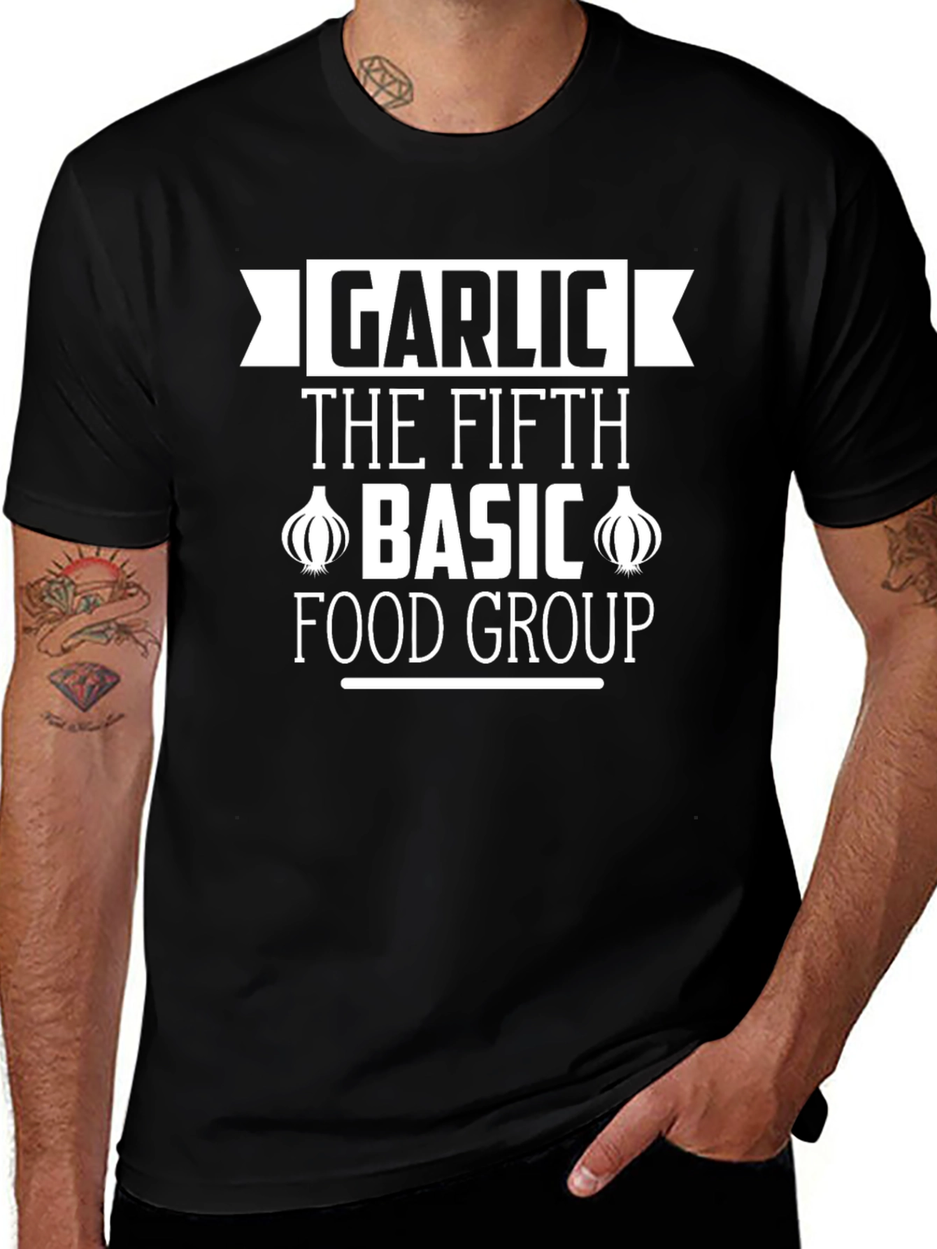 Garlic The Fifth Basic Food Group Black T-Shirt