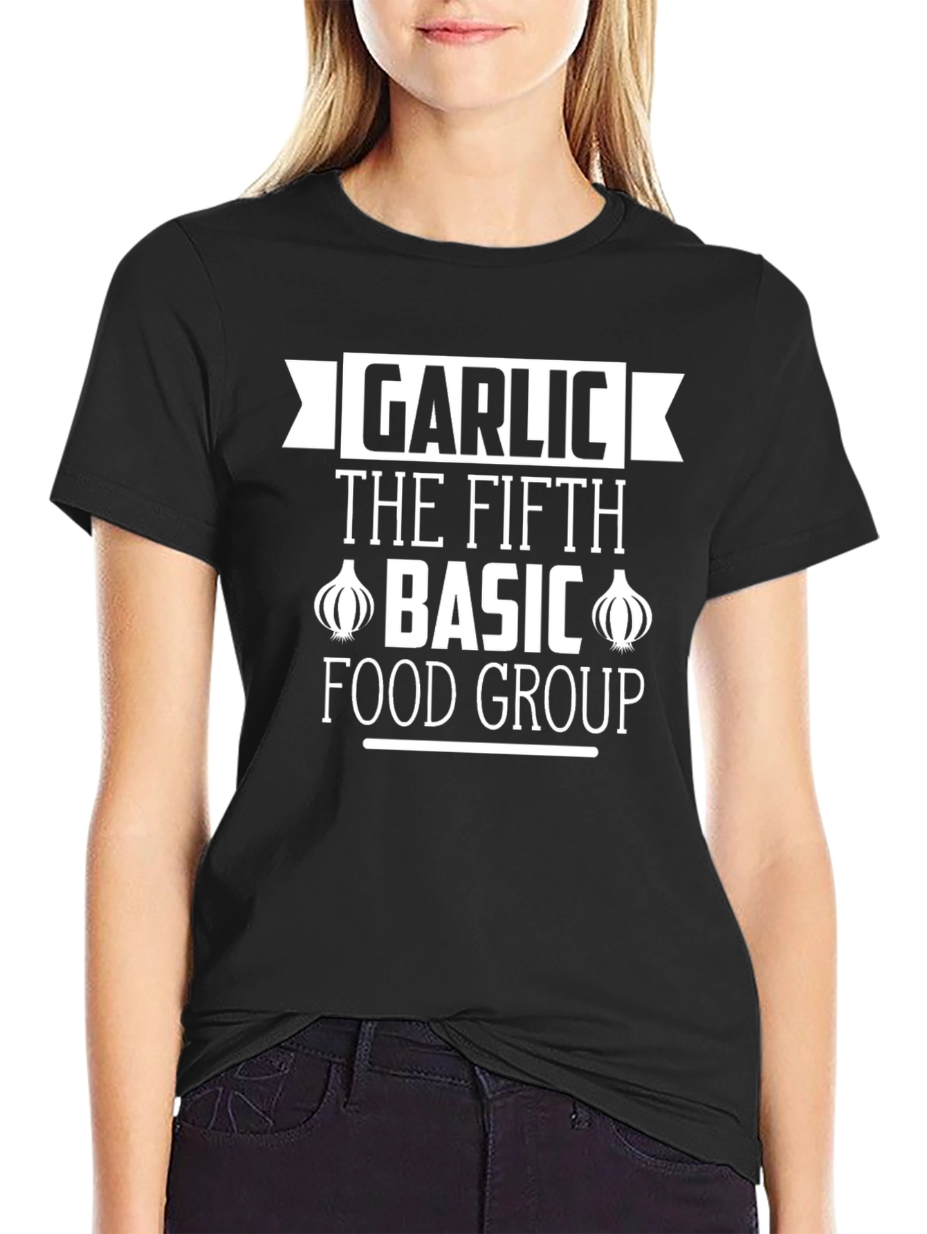 Garlic The Fifth Basic Food Group Black T-Shirt