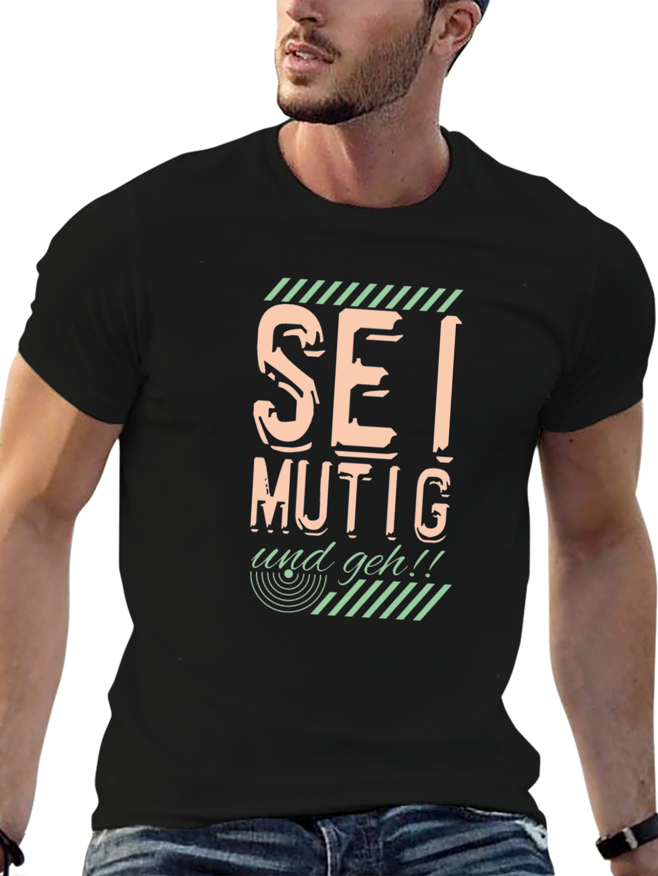 Sei Mutig Und Geh! Bold Graphic Black T-Shirt