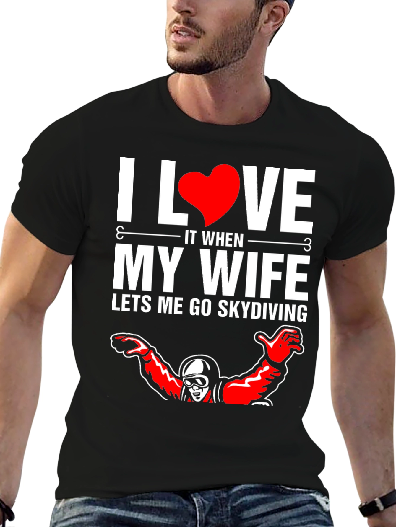 I Love My Wife Skydiving Graphic T-Shirt