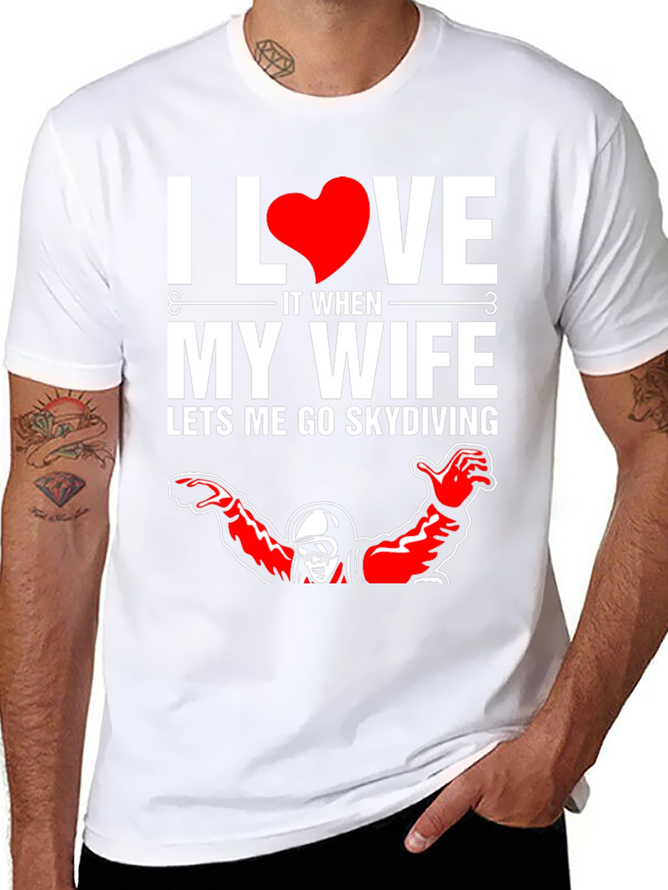 I Love My Wife Skydiving Graphic T-Shirt
