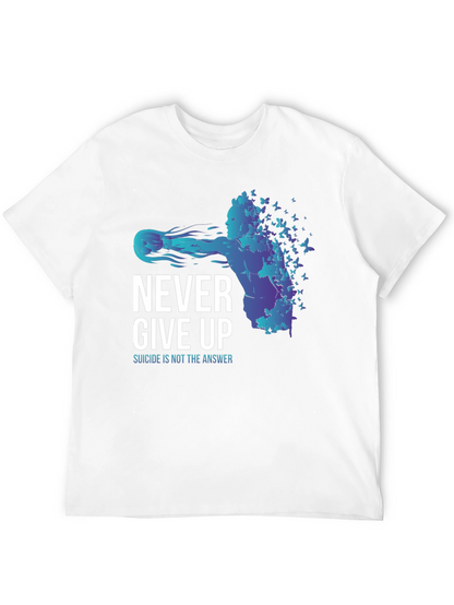 Never Give Up Butterfly Graphic T-Shirt