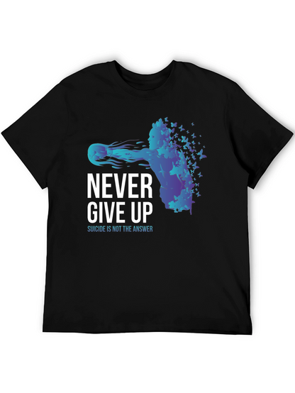 Never Give Up Butterfly Graphic T-Shirt