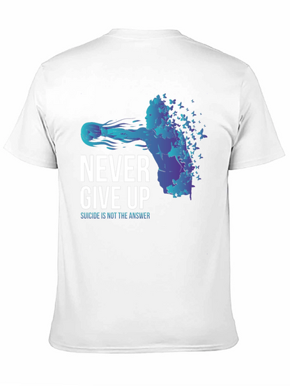 Never Give Up Butterfly Graphic T-Shirt