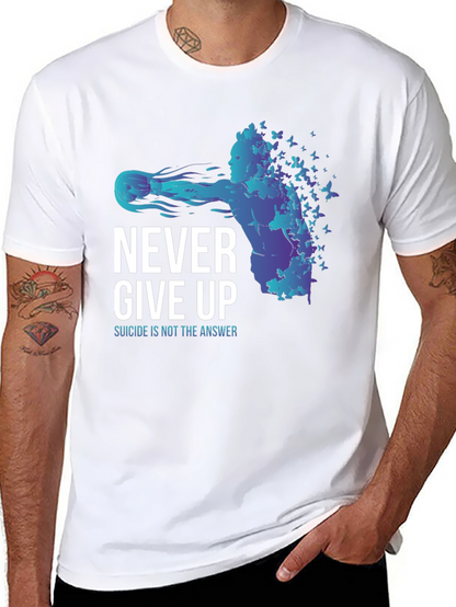 Never Give Up Butterfly Graphic T-Shirt