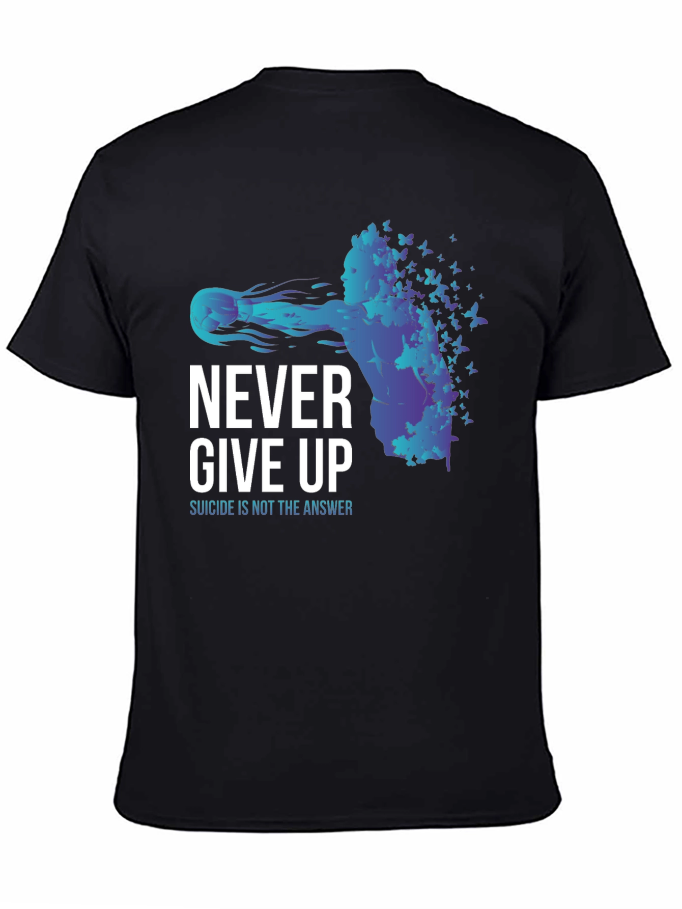 Never Give Up Butterfly Graphic T-Shirt