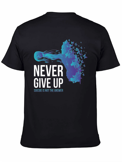 Never Give Up Butterfly Graphic T-Shirt