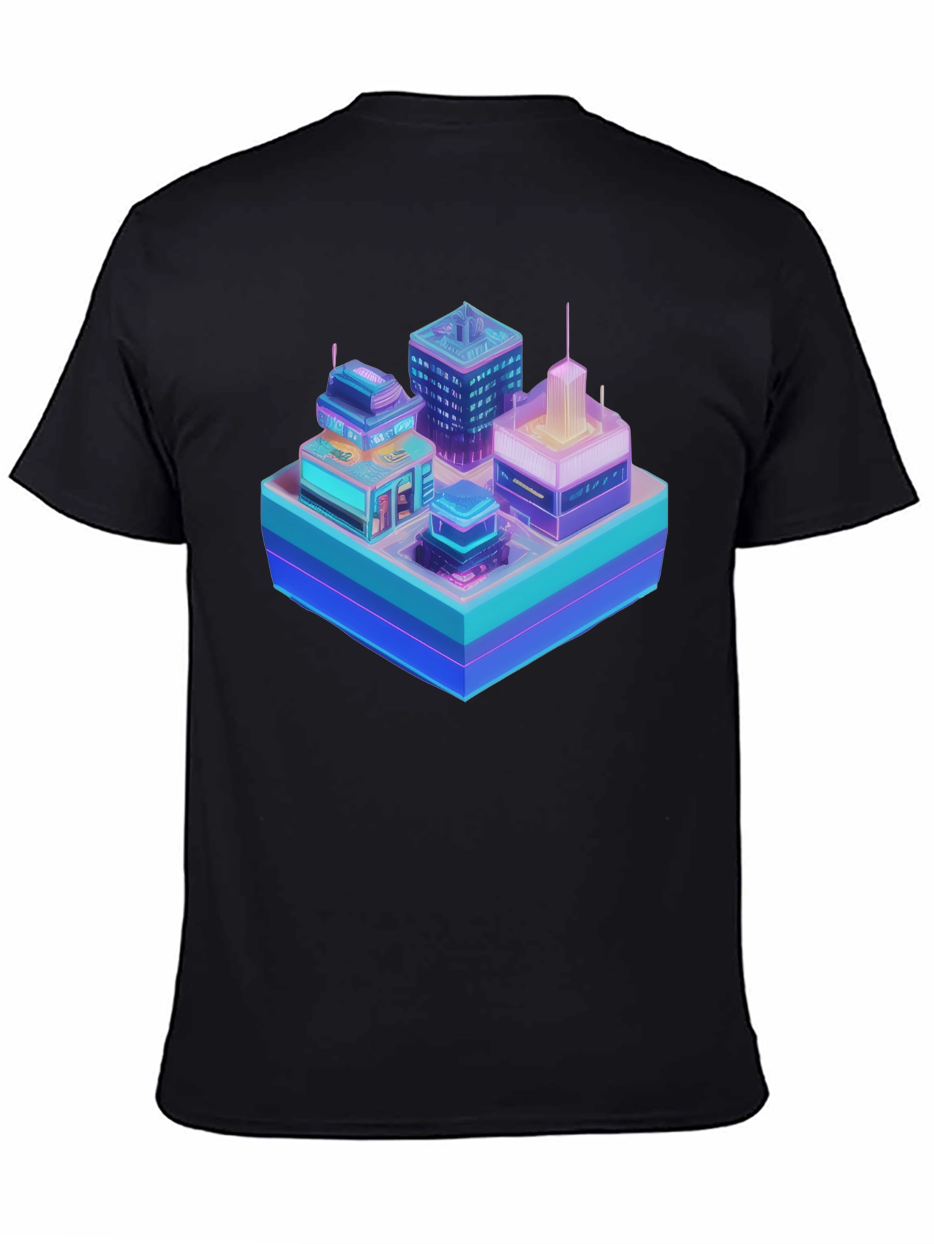 Cyberpunk Cityscape Graphic T-Shirt - Black