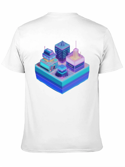 Cyberpunk Cityscape Graphic T-Shirt - Black