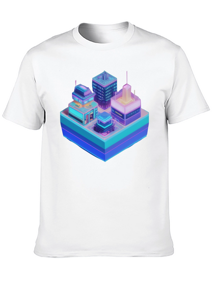 Cyberpunk Cityscape Graphic T-Shirt - Black