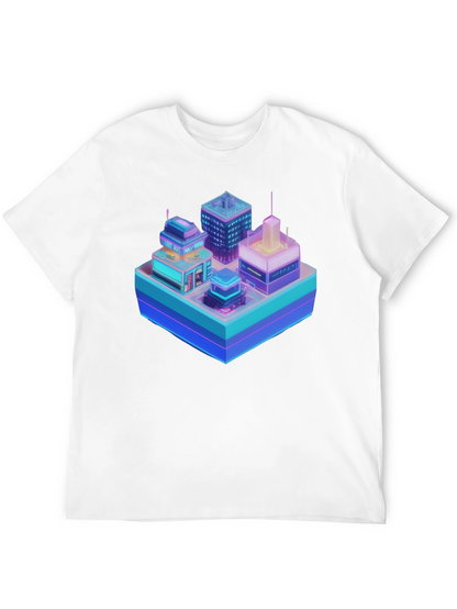 Cyberpunk Cityscape Graphic T-Shirt - Black
