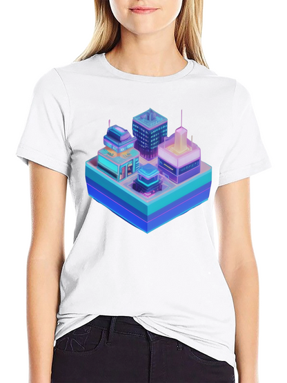 Cyberpunk Cityscape Graphic T-Shirt - Black
