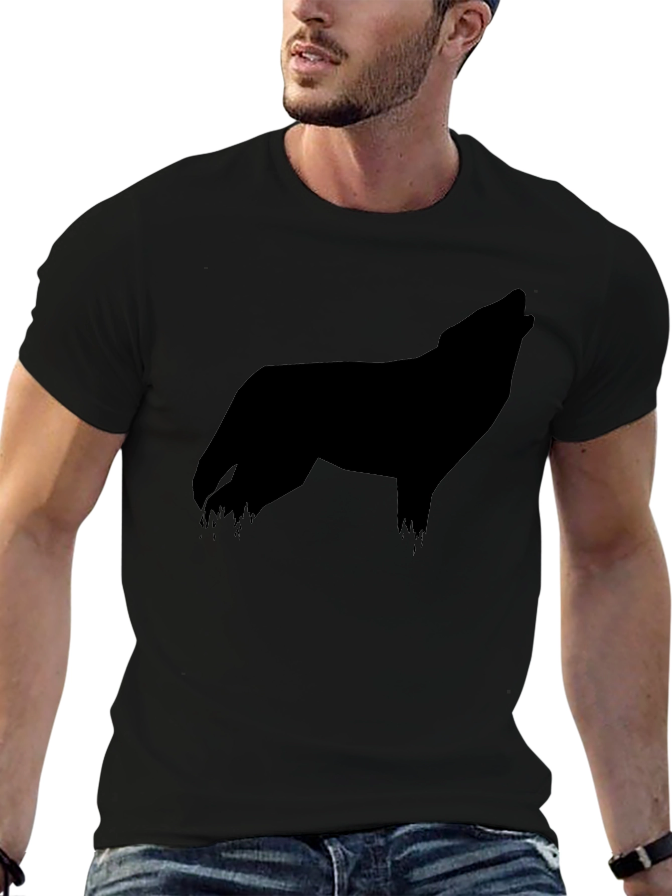 Black Wolf Silhouette Graphic Tee