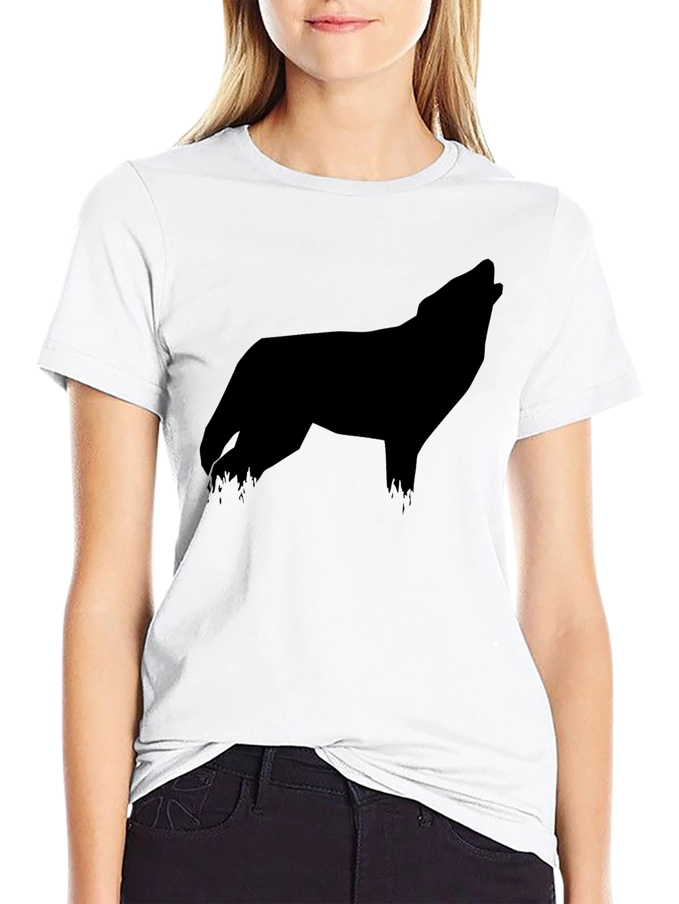 Black Wolf Silhouette Graphic Tee