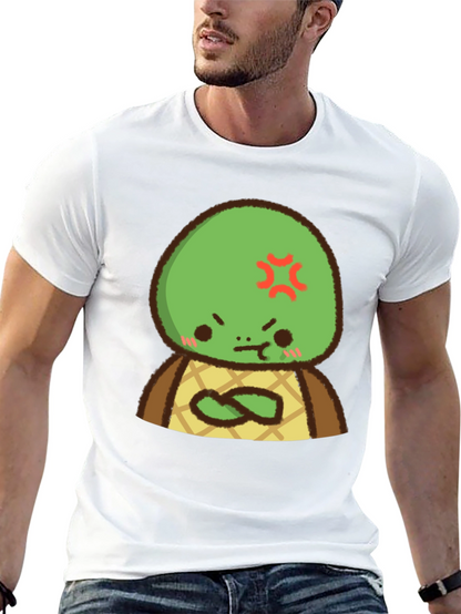 Angry Turtle Cartoon Graphic Tee - Black