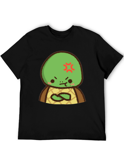 Angry Turtle Cartoon Graphic Tee - Black