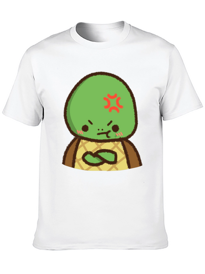 Angry Turtle Cartoon Graphic Tee - Black